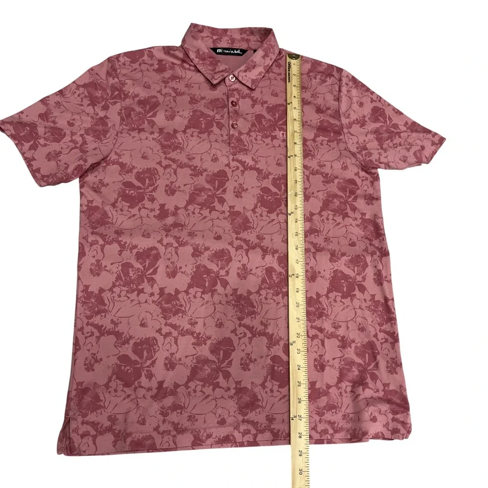 TravisMathew Polo Shirt Mens Size Large Pink Floral‎ Print Golf Top Excellent
